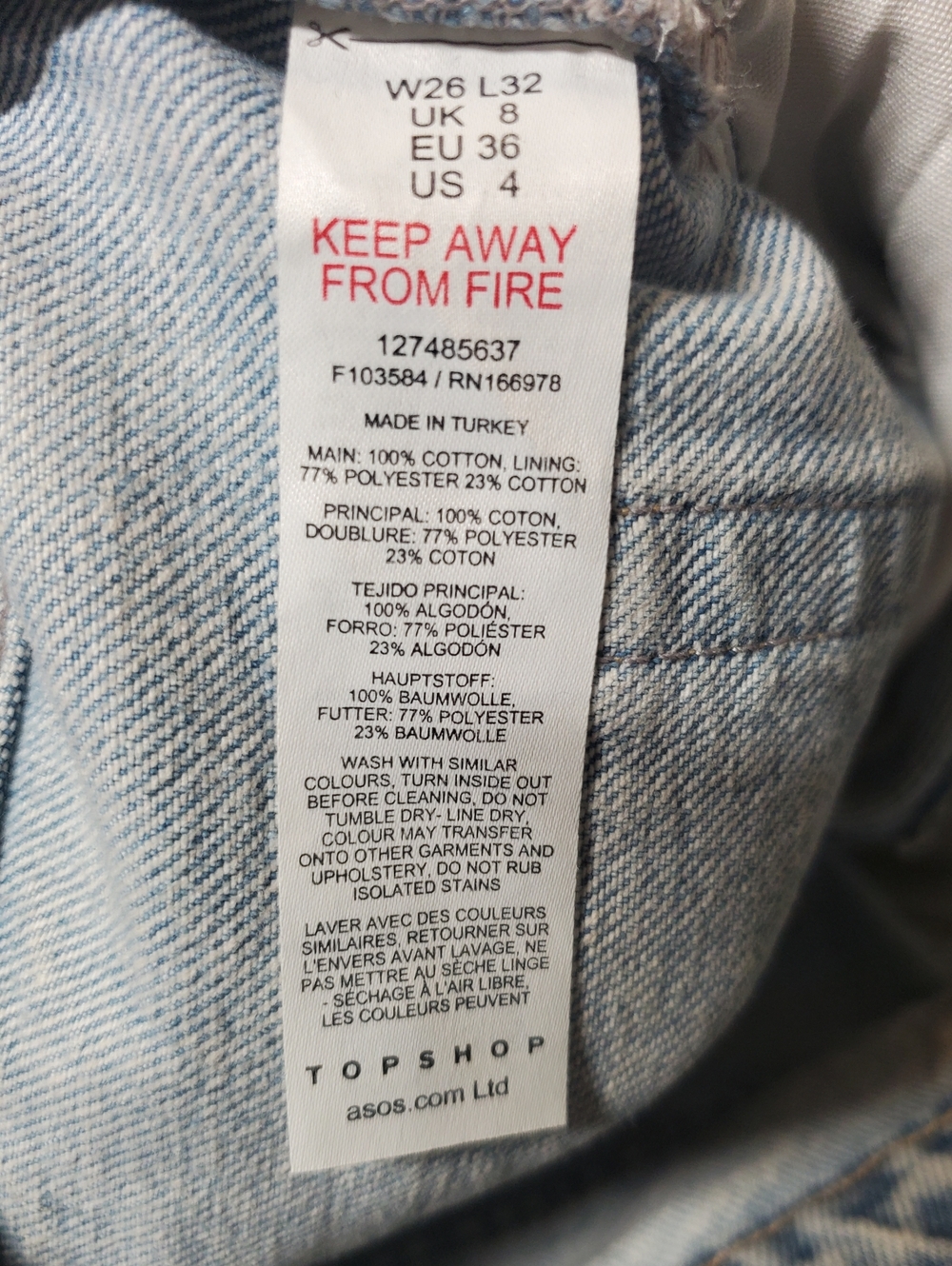 Topshop Light Wash Distressed Boyfriend Jeans Size 4 W26 L32 - Picture 10 of 11